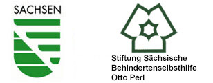 Logos Low Vision Beratung Förderer - Freistaat Sachsen, Stiftung Sächsische BehindertenselbsthilfeOtto Perl